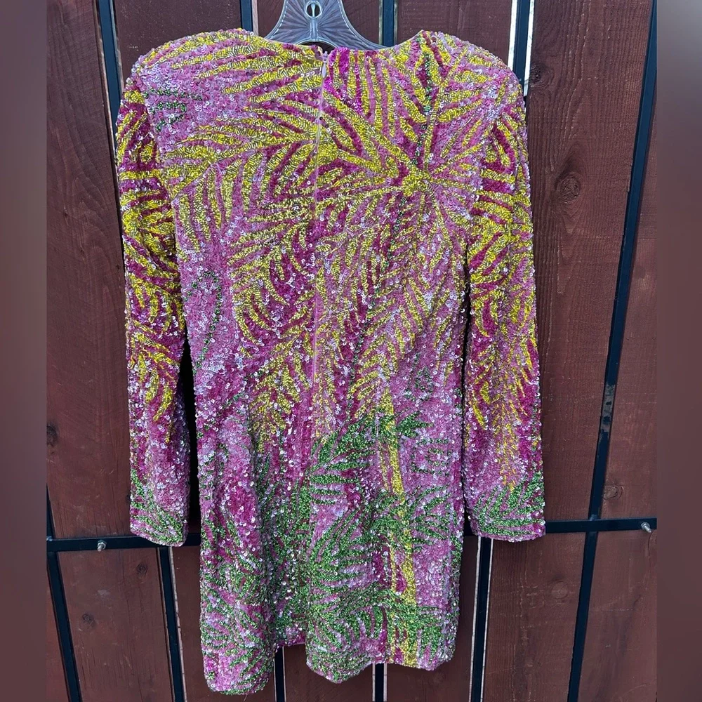 Retrofete Nikki Sequin Palm Dress size medium - Picture 4 of 10